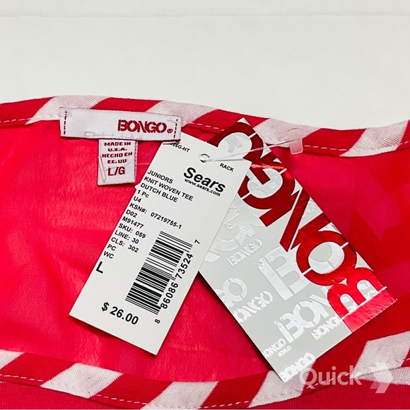 sz L - NWT Bongo Striped Hi Lo Top w/ Bow Detail - Picture 5 of 8